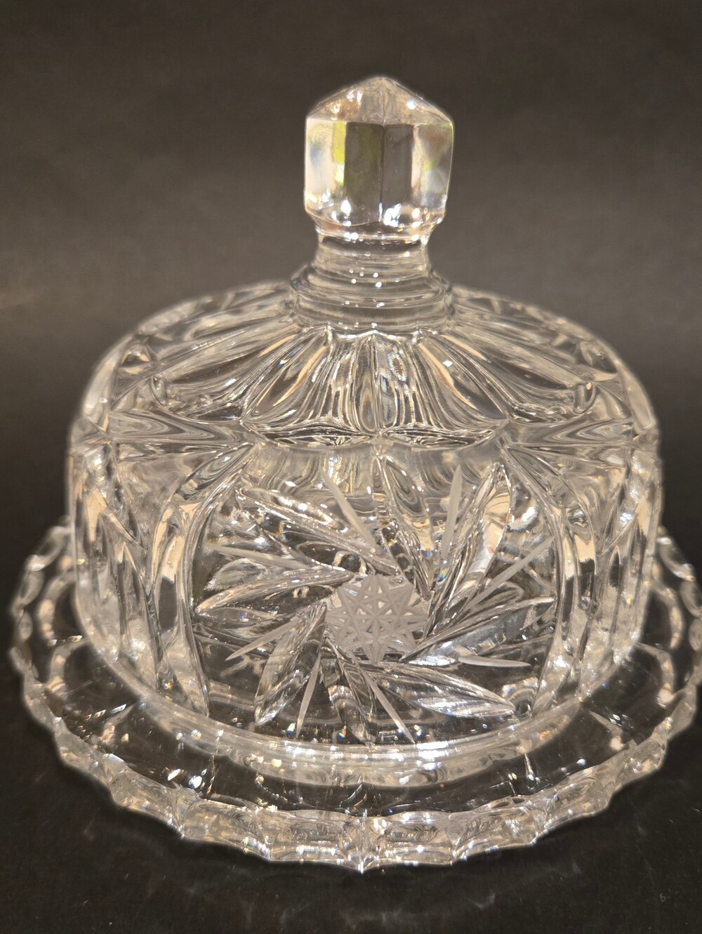 American Brilliant Cut Crystal Covered Butter Dish - Elegant Cut Glass Design